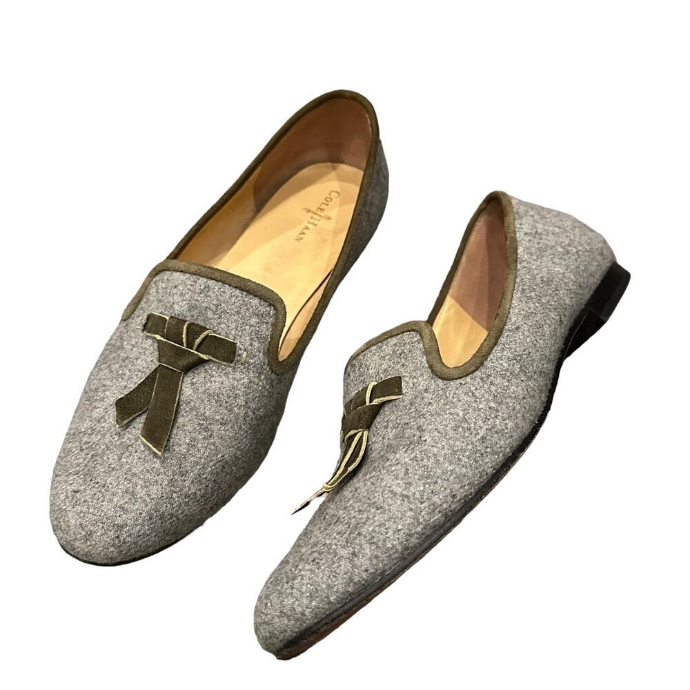 Cole Haan Gray Loafers with Bow Accent